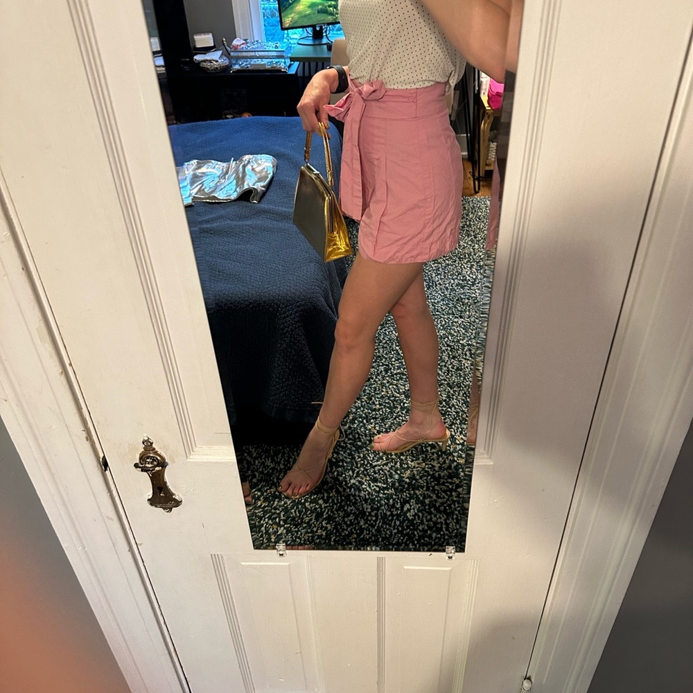 J. crew Pink High Waisted Front Tie Shorts